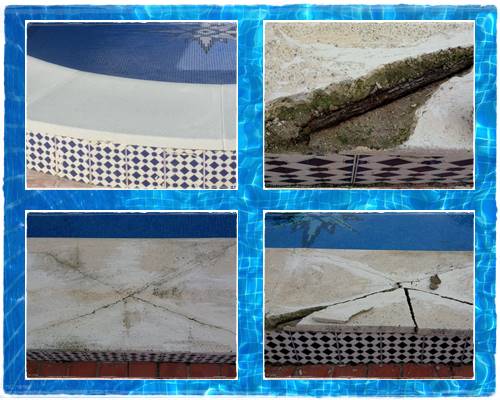 Bordillo de piscina roto Reparación de bordillos rotos en piscinas
